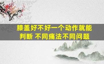 膝盖好不好一个动作就能判断 不同痛法不同问题